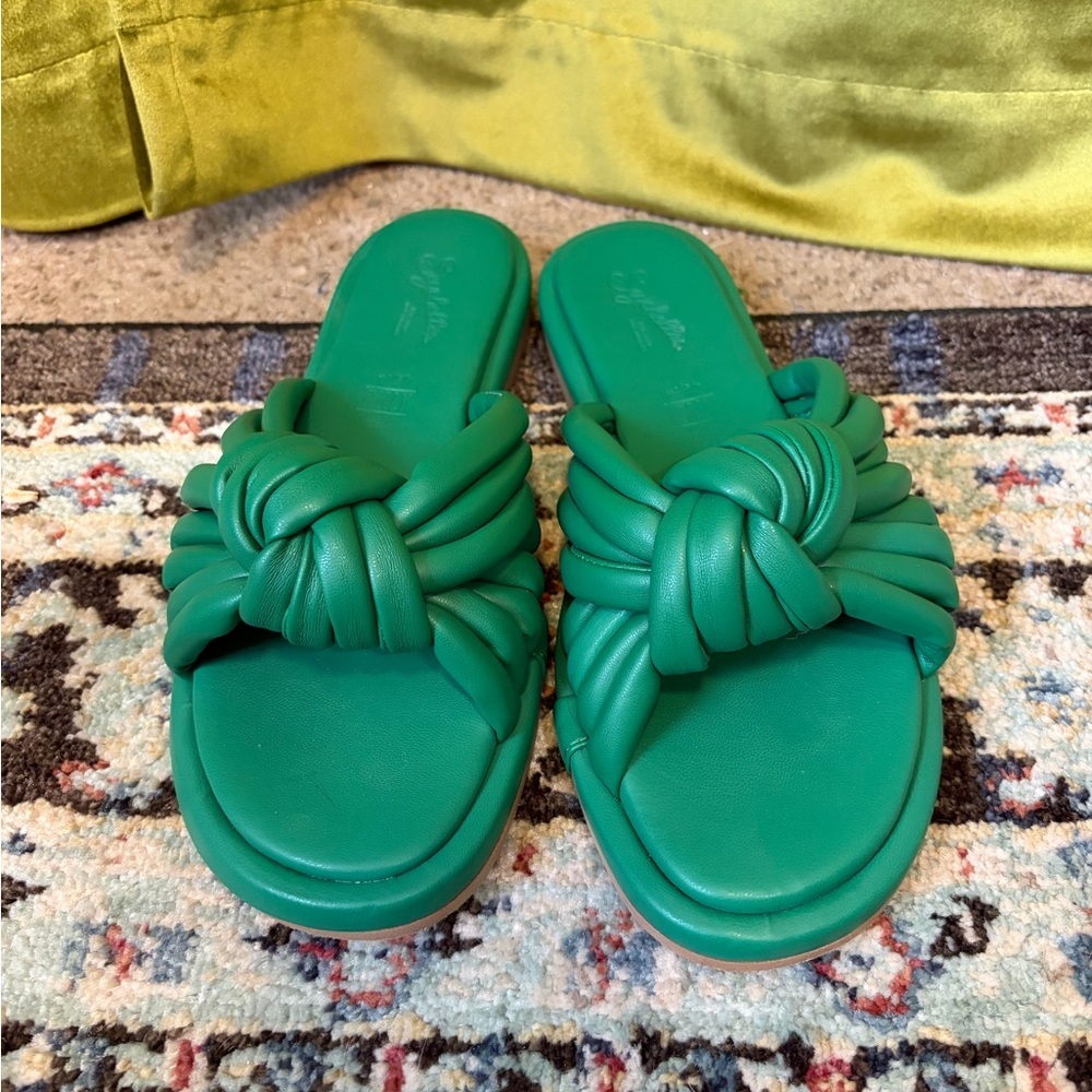 Seychelles Simply The Best Womens Slip On Open Toe Slide Sandals Green 7.5 $109